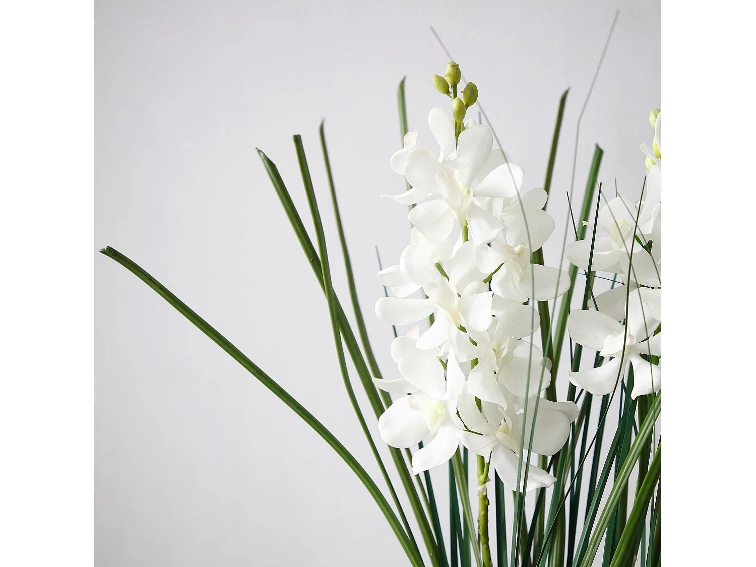Orchidée Artificielle Cymbidium en Illusion d'Eau - Blanc / 62 cm