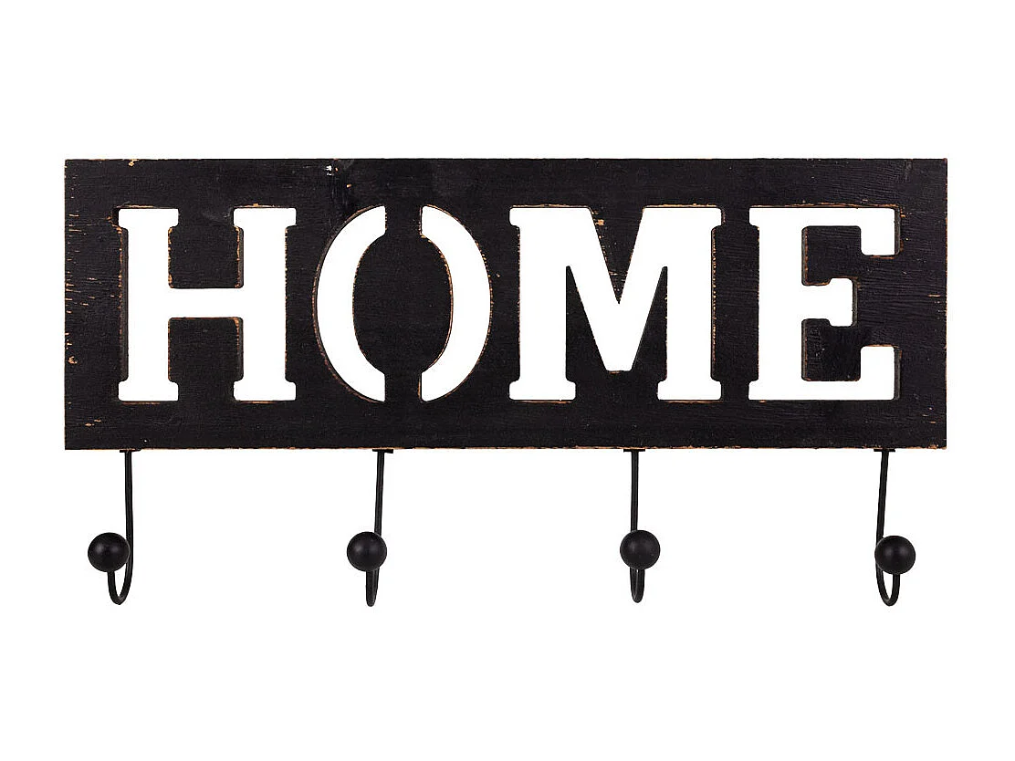 Appendiabiti in legno e metallo nero 45x6x15h