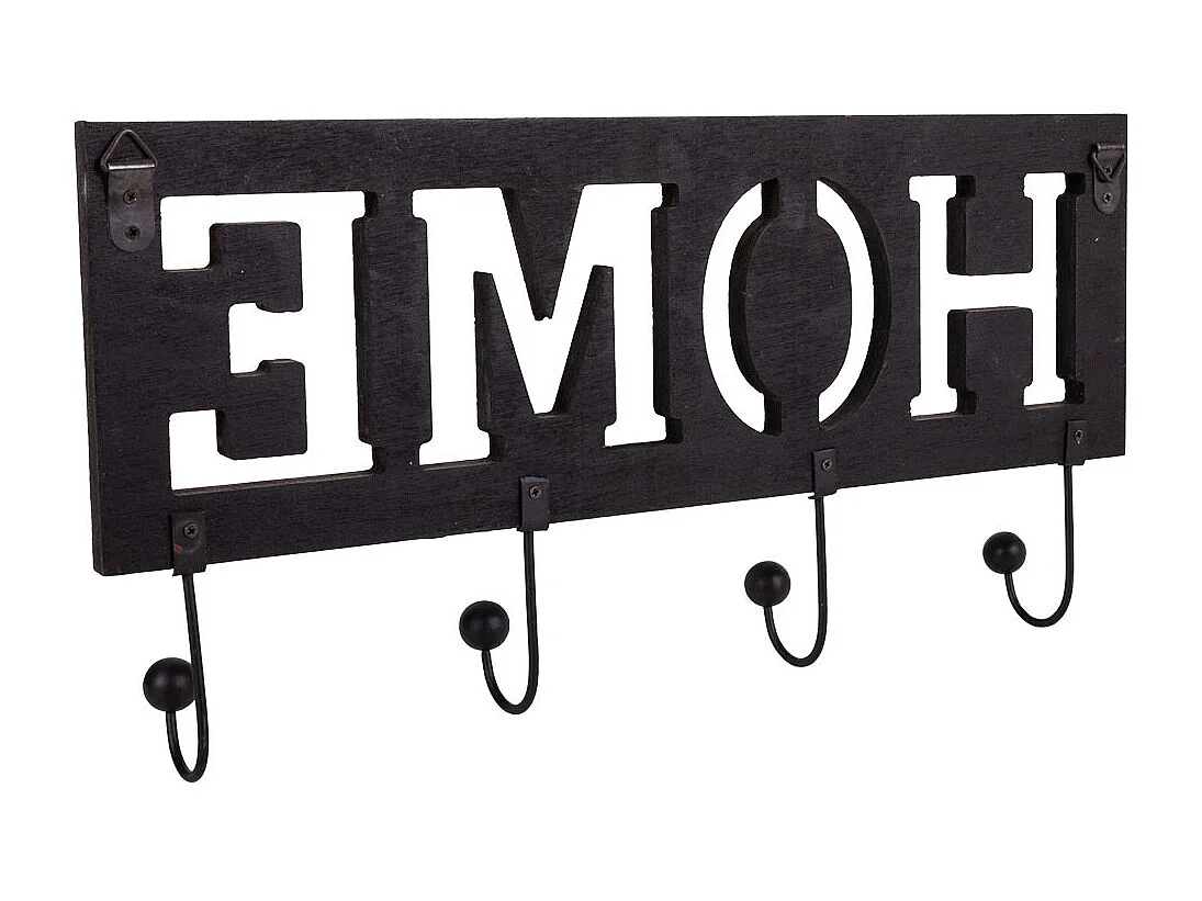 Appendiabiti in legno e metallo nero 45x6x15h