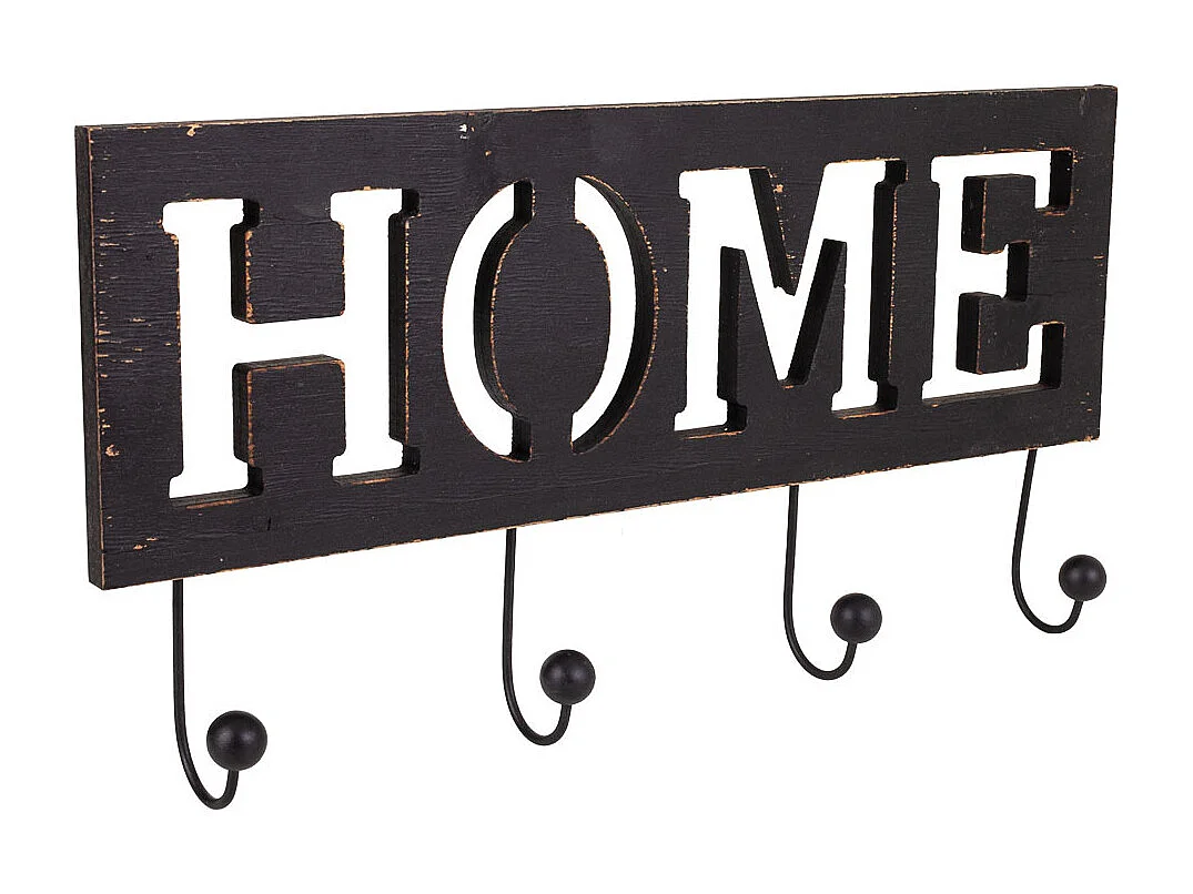 Appendiabiti in legno e metallo nero 45x6x15h