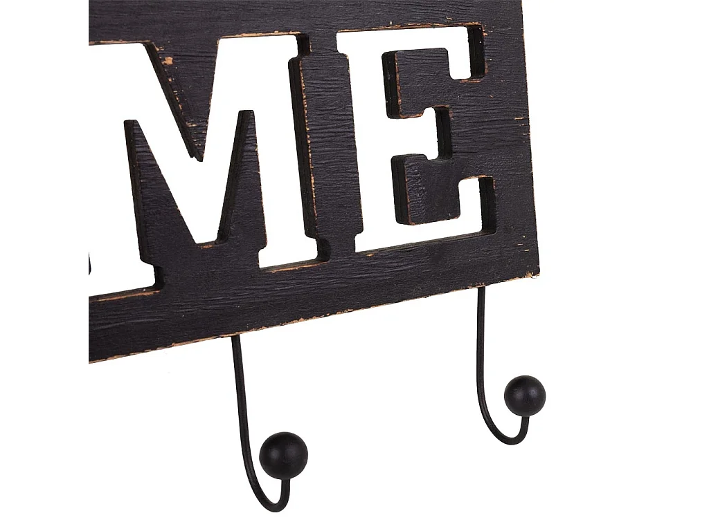 Appendiabiti in legno e metallo nero 45x6x15h