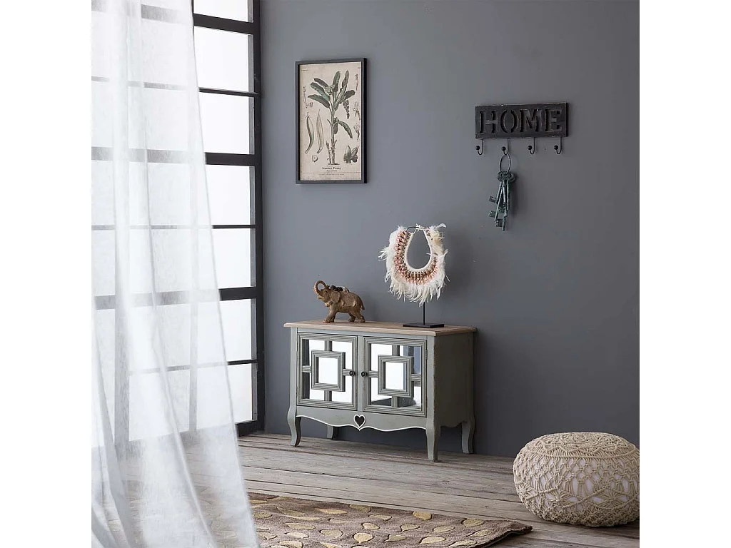 Percha de madera y metal negra 45x6x15