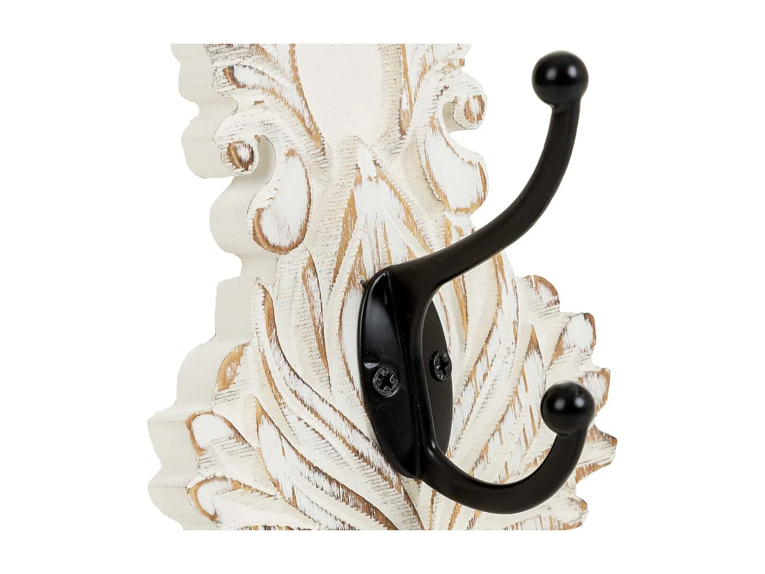 Percha de pared de madera tallada blanca 11.5x8.5x20.5