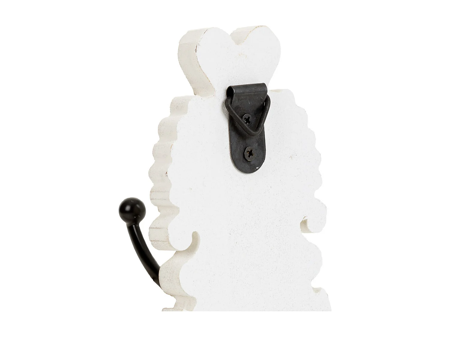 Appendiabiti da parete in legno bianco intagliato 11,5x8,5x20,5h