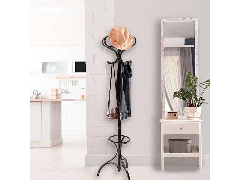 Brauner Standgarderobenständer aus Holz, 31x44x179hcm