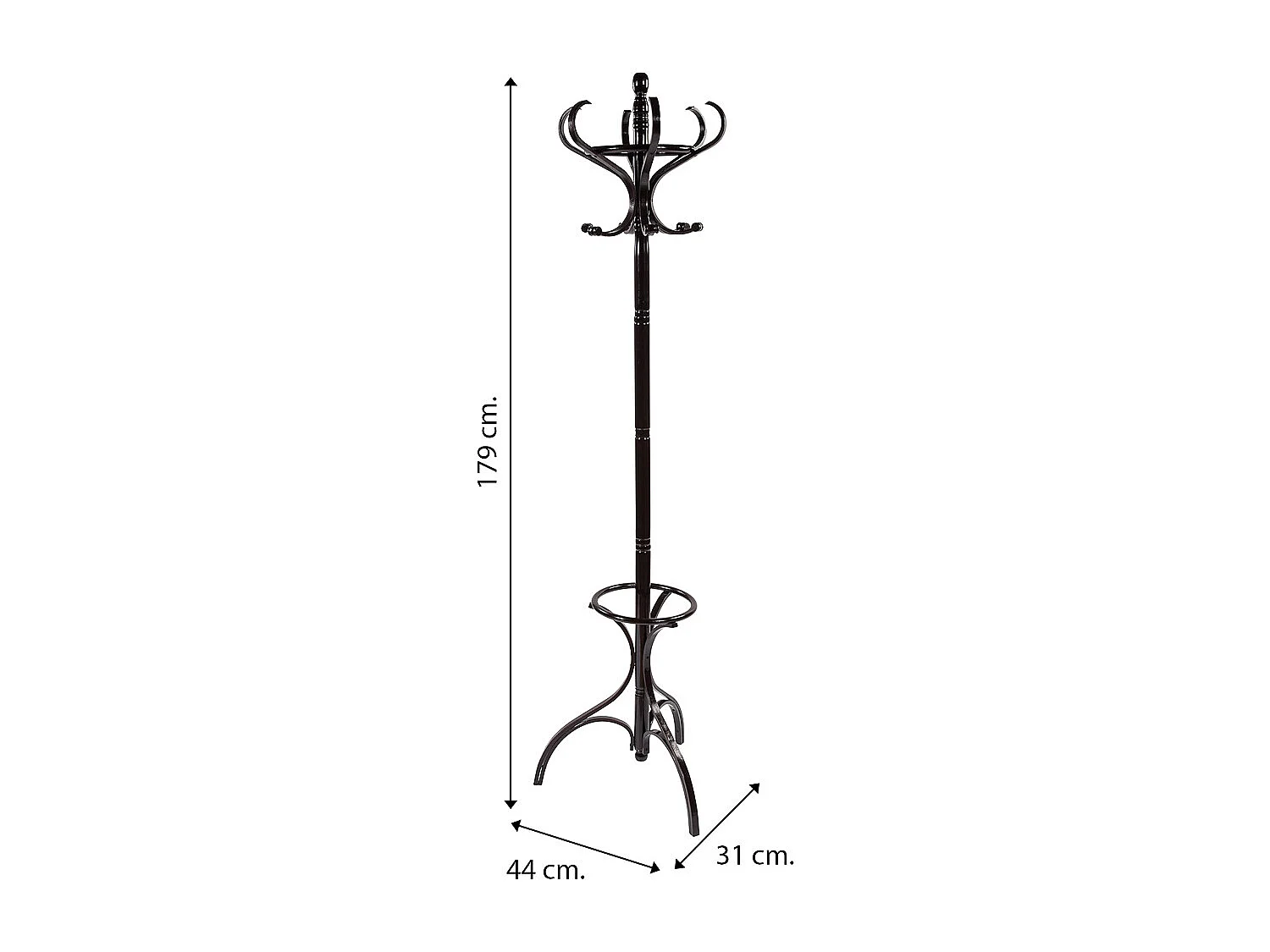 Appendiabiti da terra in legno marrone 31x44x179h