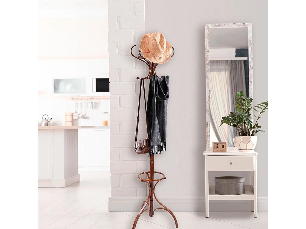 Porte-manteau sur pied en bois brun 31x44x179 cm (hauteur)