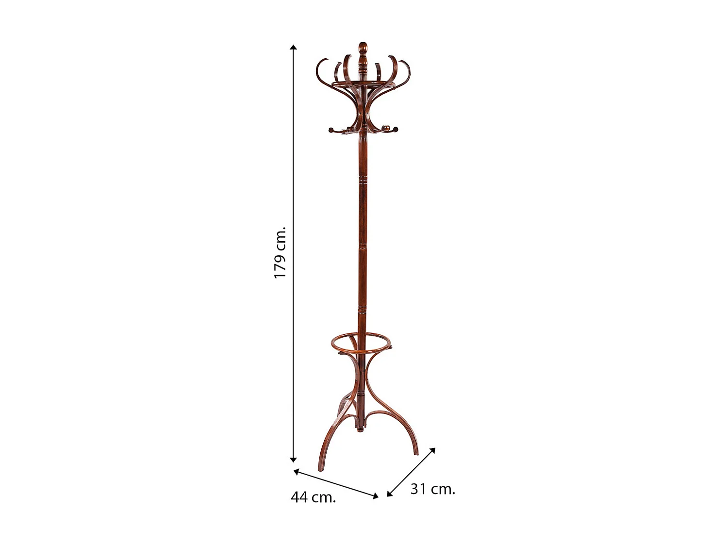 Porte-manteau sur pied en bois brun 31x44x179 cm (hauteur)