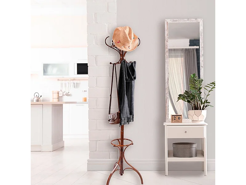 Cabide de pé em madeira castanha 31x44x179cm