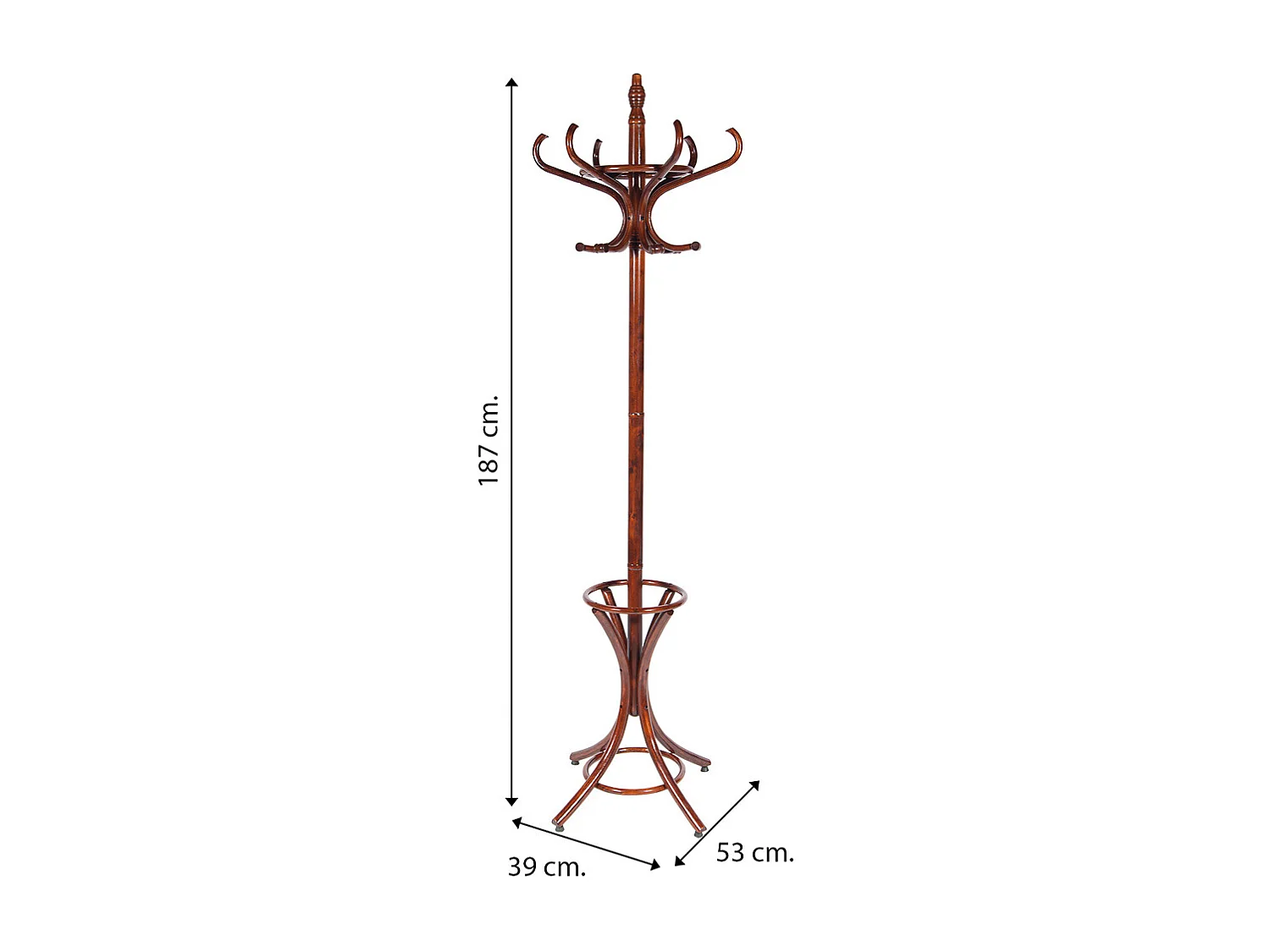 Appendiabiti da terra in legno marrone 53x39x187hcm