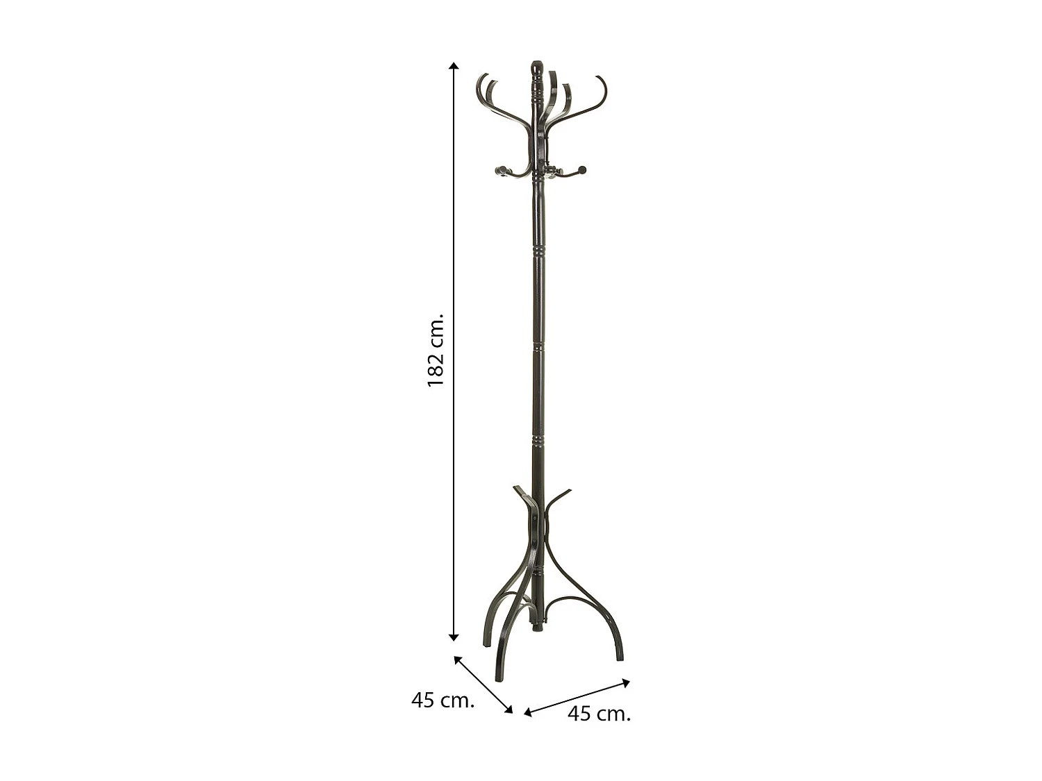 Appendiabiti da terra in legno Nero 45x45x182h