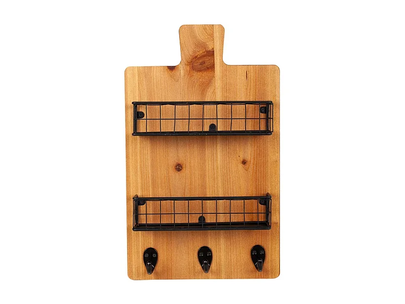 Kleiderbügel mit Regalen aus Holz und braunem Metall, 23 x 6,5 x 38,5 h cm