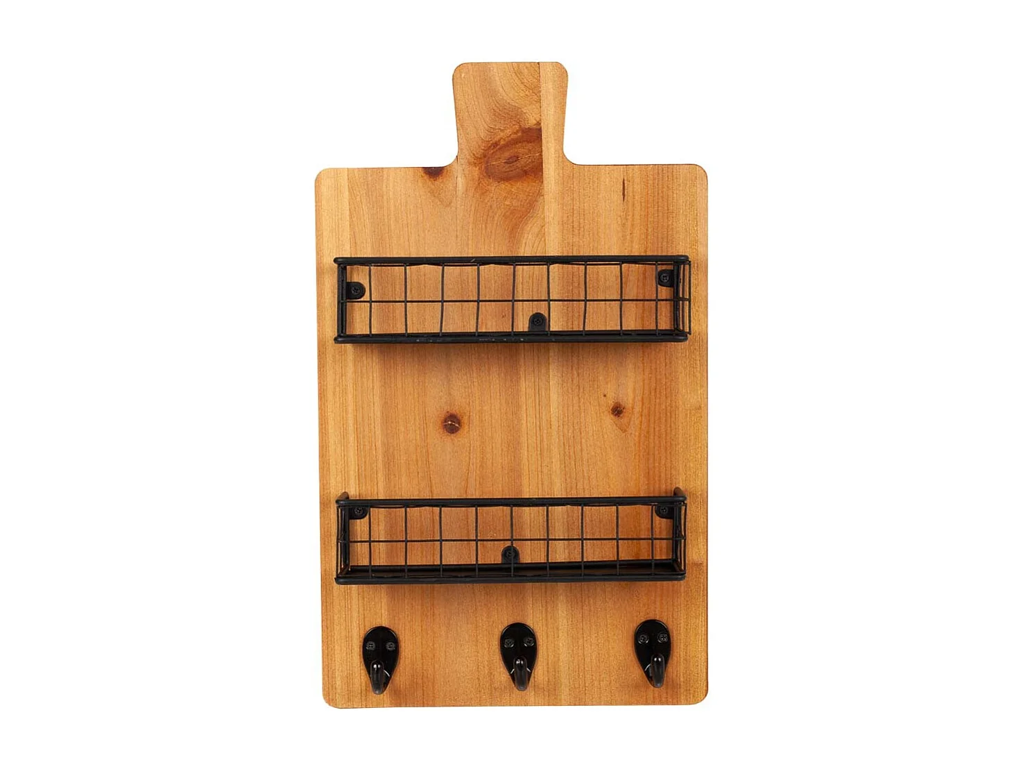 Kleiderbügel mit Regalen aus Holz und braunem Metall, 23 x 6,5 x 38,5 h cm