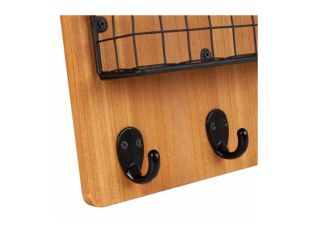 Kleiderbügel mit Regalen aus Holz und braunem Metall, 23 x 6,5 x 38,5 h cm