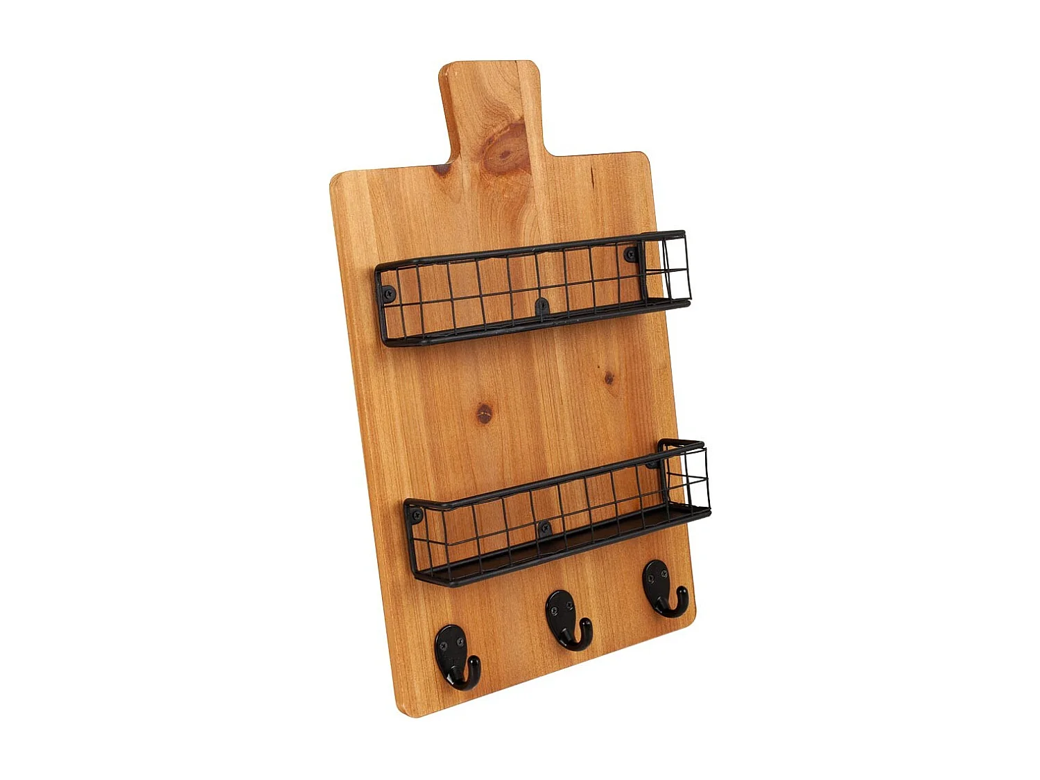 Kleiderbügel mit Regalen aus Holz und braunem Metall, 23x6,5x38,5 h cm