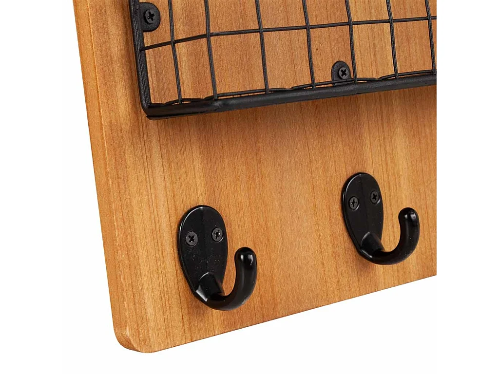 Kleiderbügel mit Regalen aus Holz und braunem Metall, 23x6,5x38,5 h cm