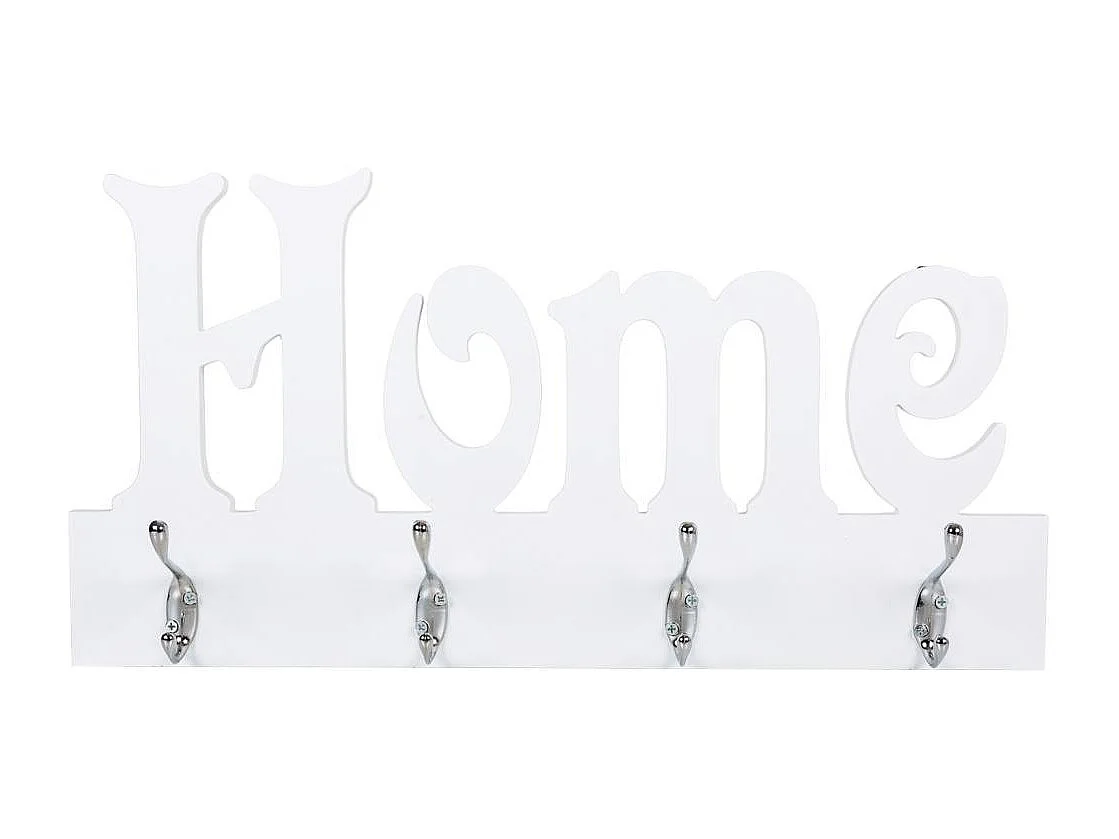 Porte-manteau en bois et métal blanc 50x25h cm