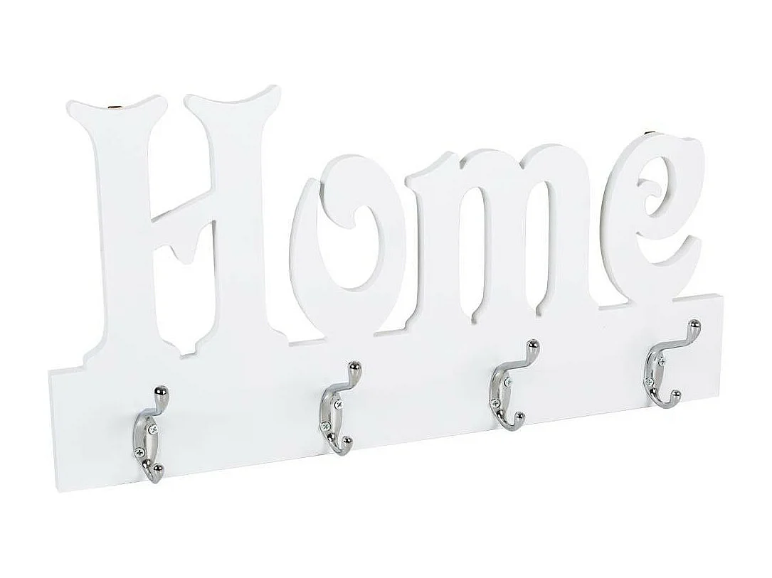 Porte-manteau en bois et métal blanc 50x25h cm