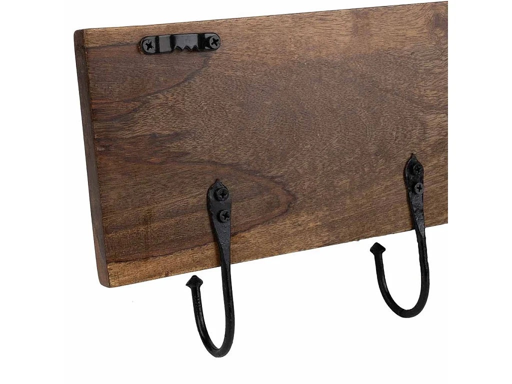Portabito in legno con 4 ganci marrone 50x5x18h