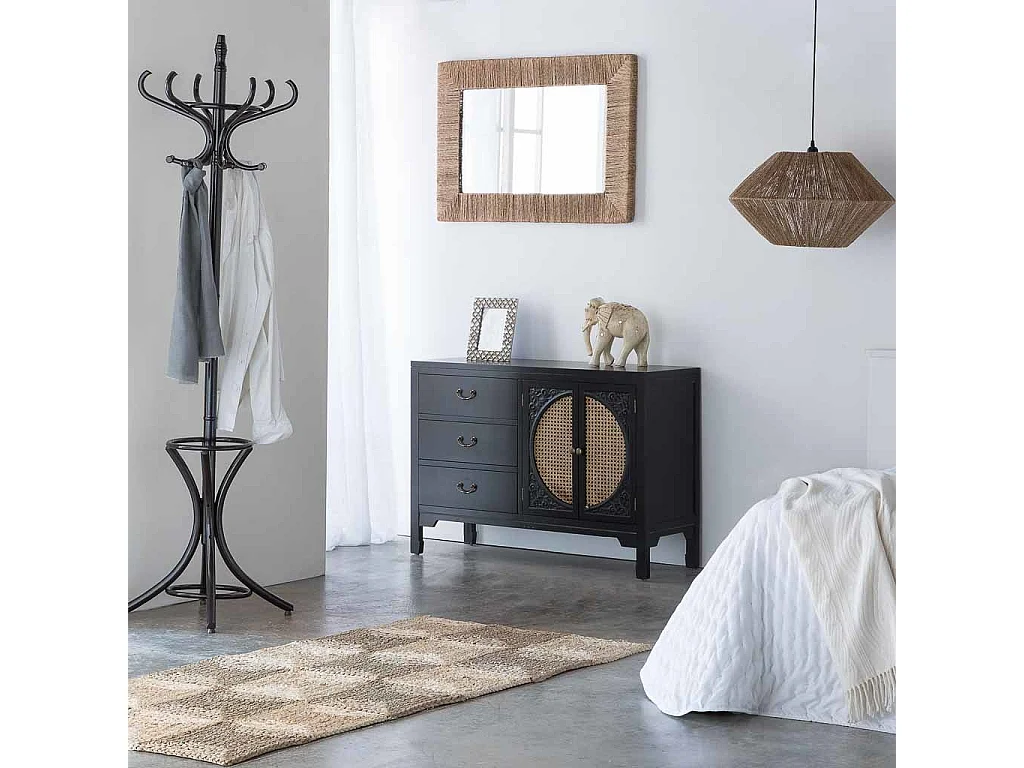 Freistehende Garderobe aus schwarzem Nussbaumholz, 53x39x187 cm (H)