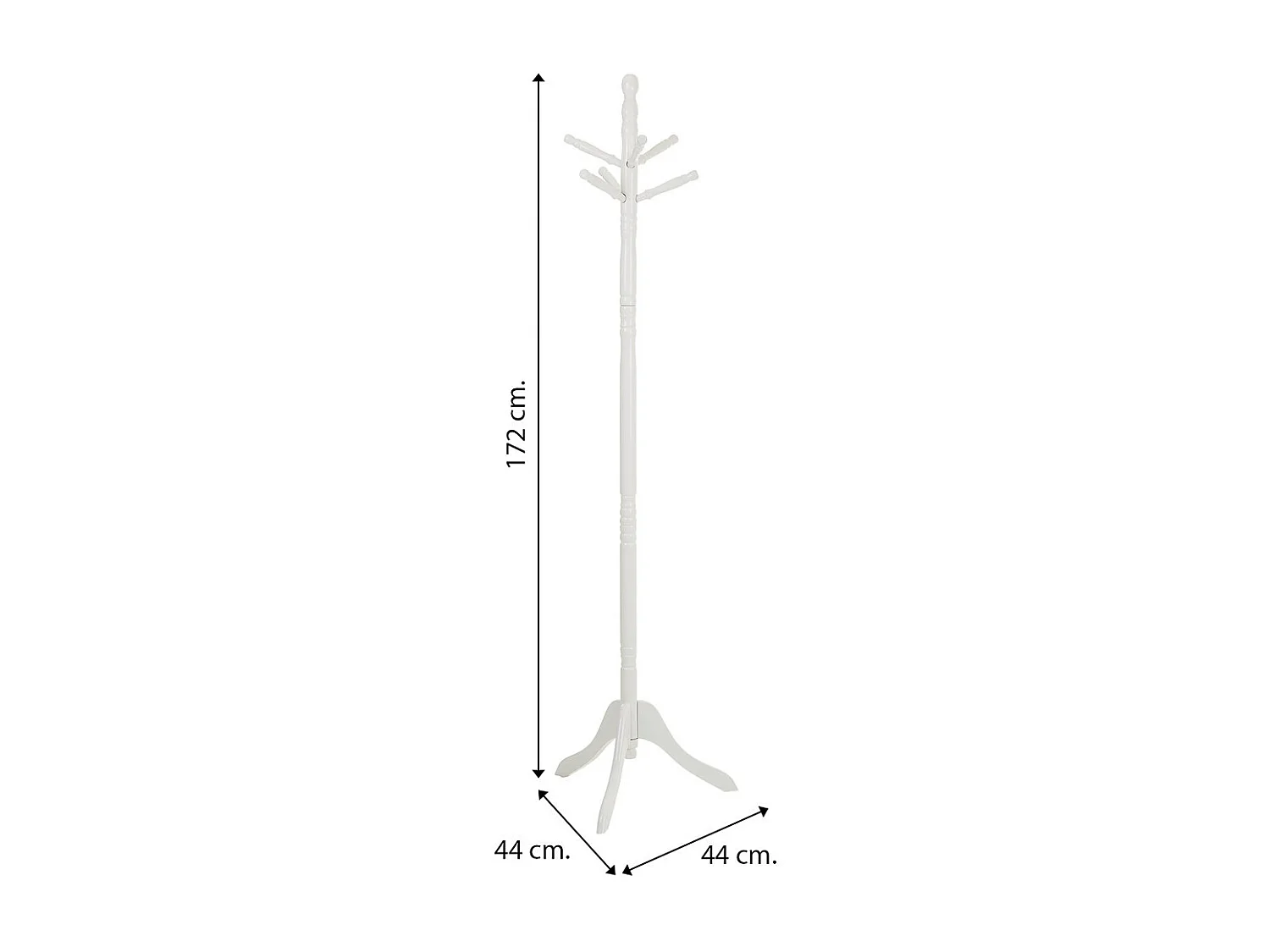 Appendiabiti da terra in legno bianco 44x44x172h