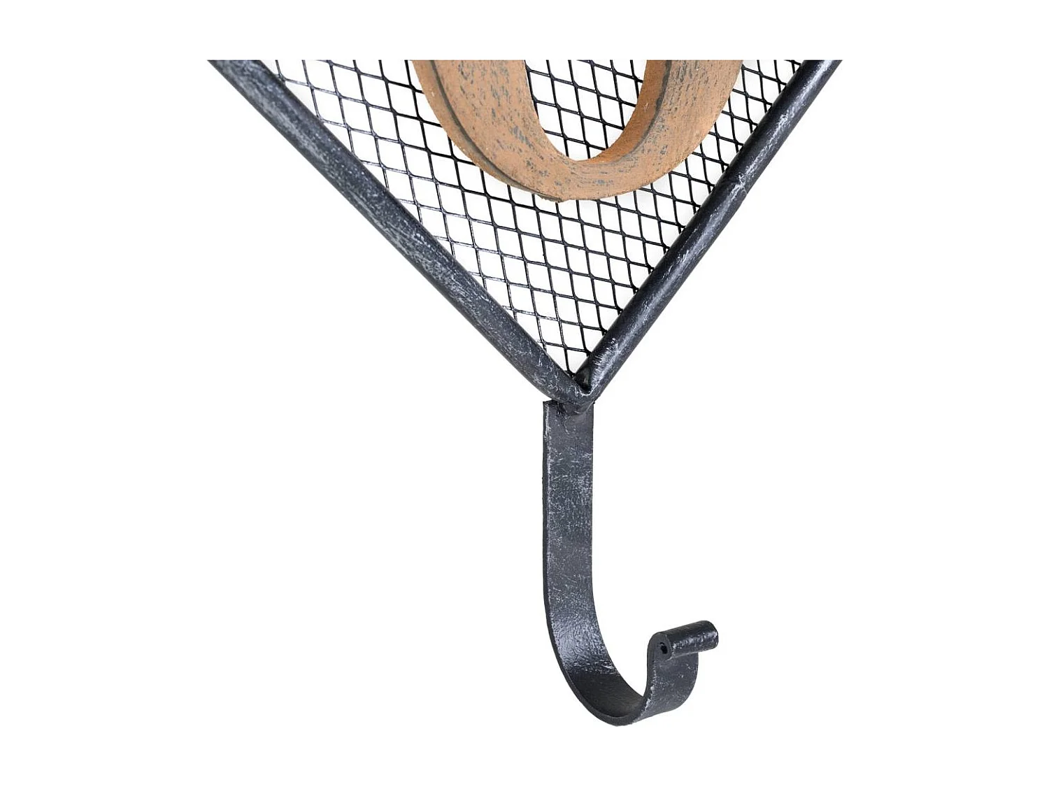 Schwarzer Kleiderbügel aus Holz und Metall mit 3 Haken 60x5x28h cm