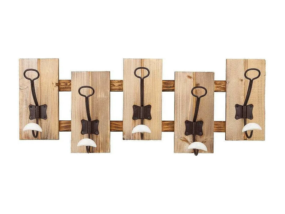 Kleiderbügel aus Holz mit 5 Haken 60x10x23h cm