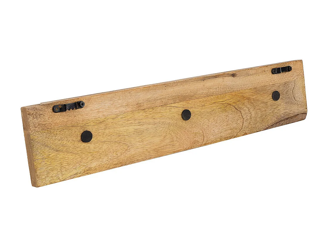 Portabito in legno con 3 ganci verniciato a mano marrone 48x5x10h