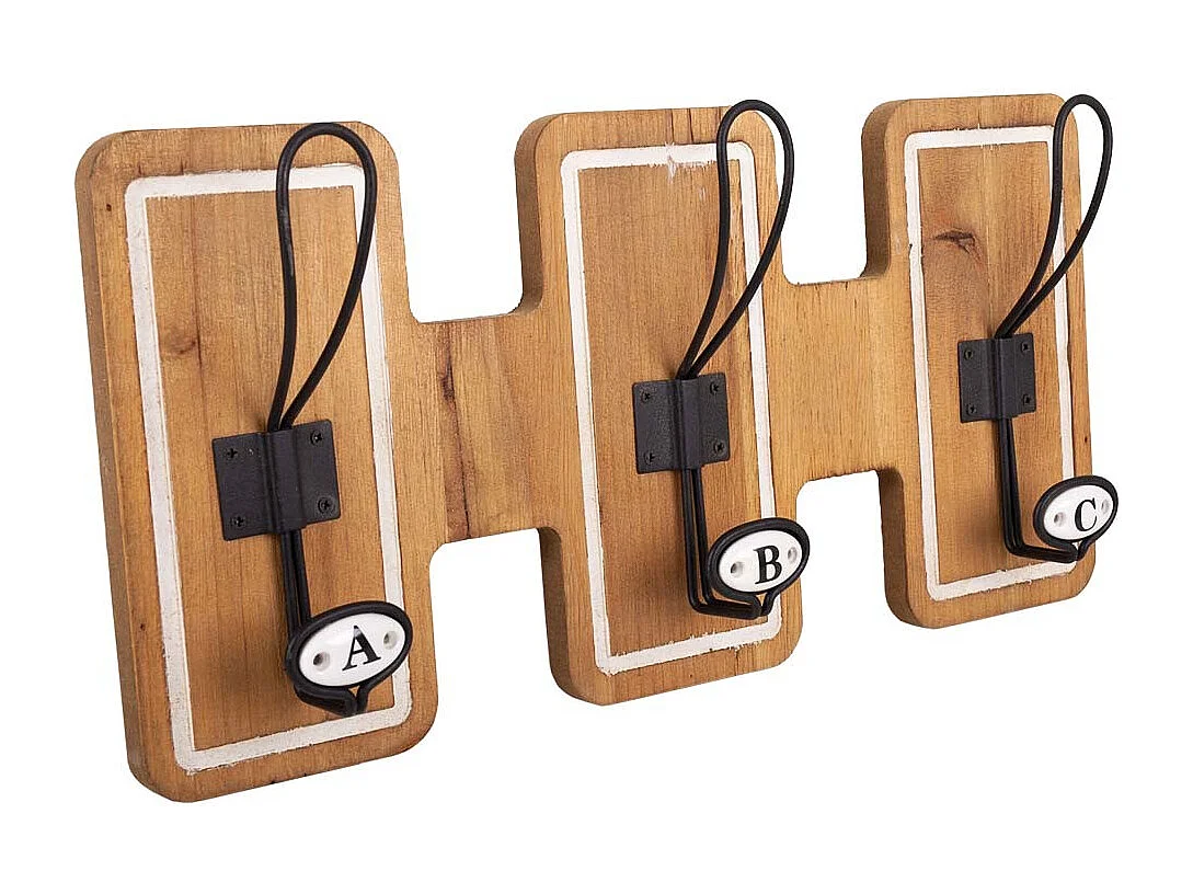 Patère en bois et métal marron 40x7x20h