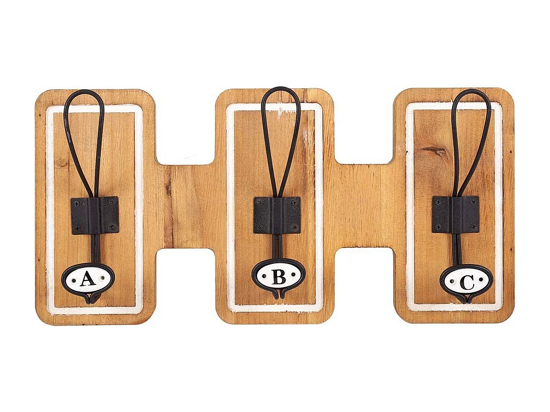 Patère en bois et métal marron 40x7x20h