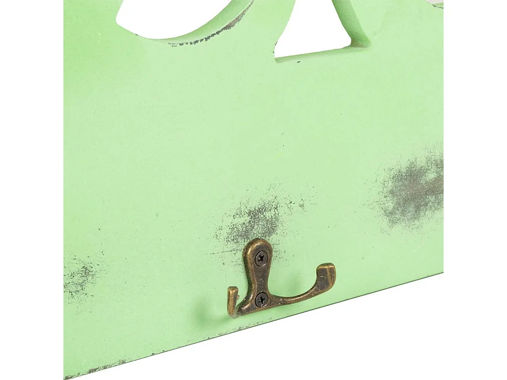 Percha de madera y metal verde 74x23