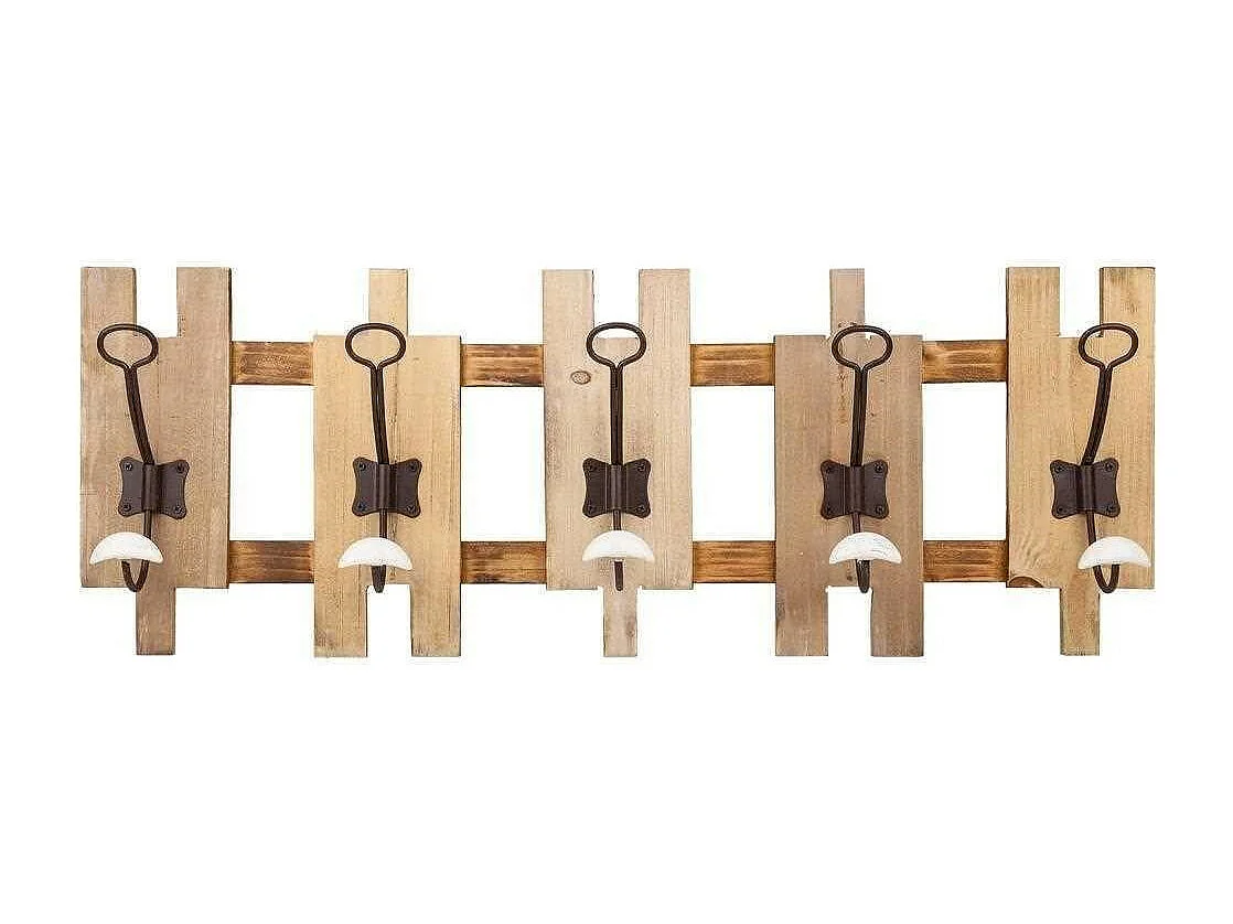 Percha de madera de 5 ganchos 70x10x25