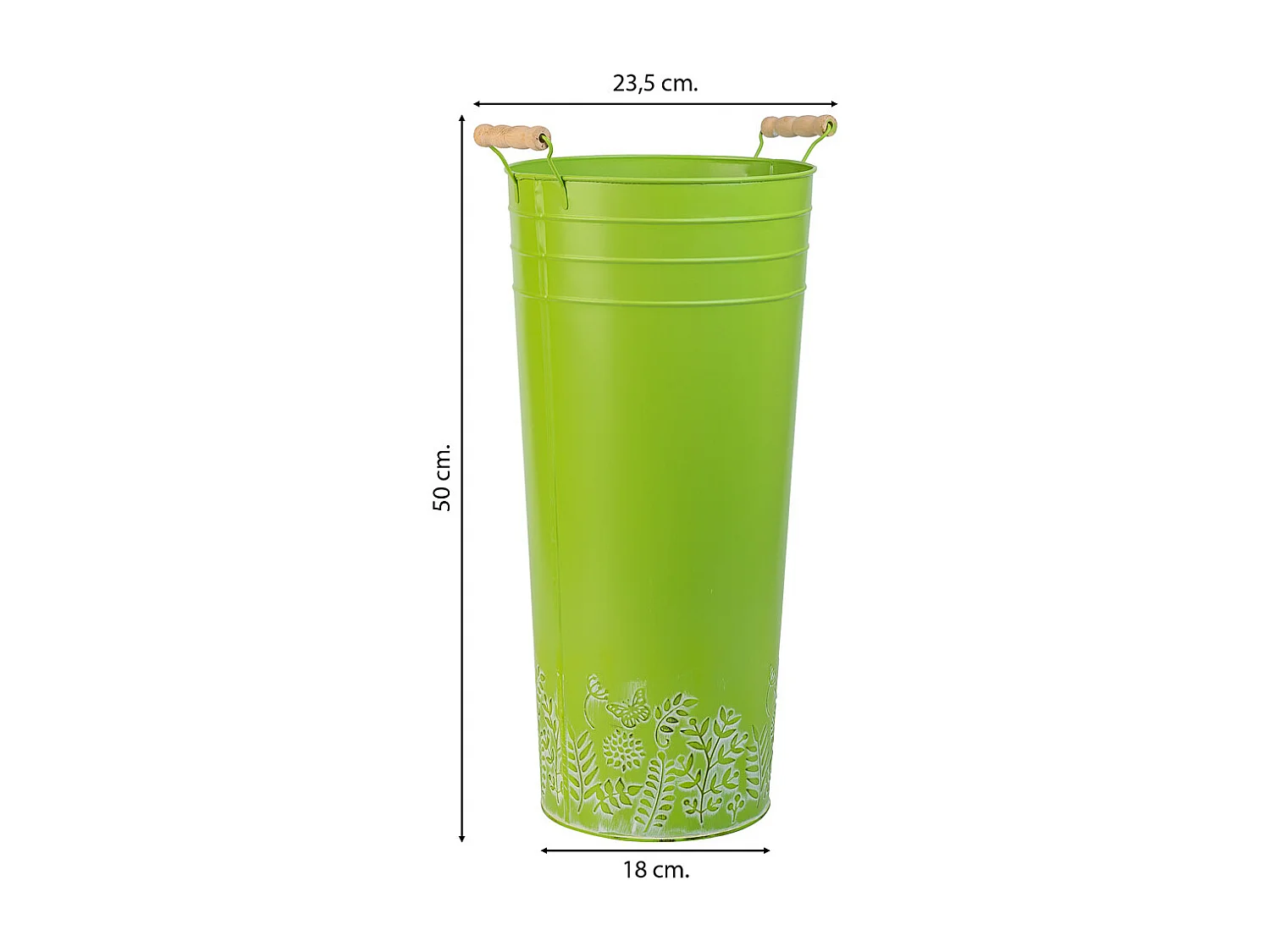 Porte-parapluie rond en métal vert d23,5x50h b:18