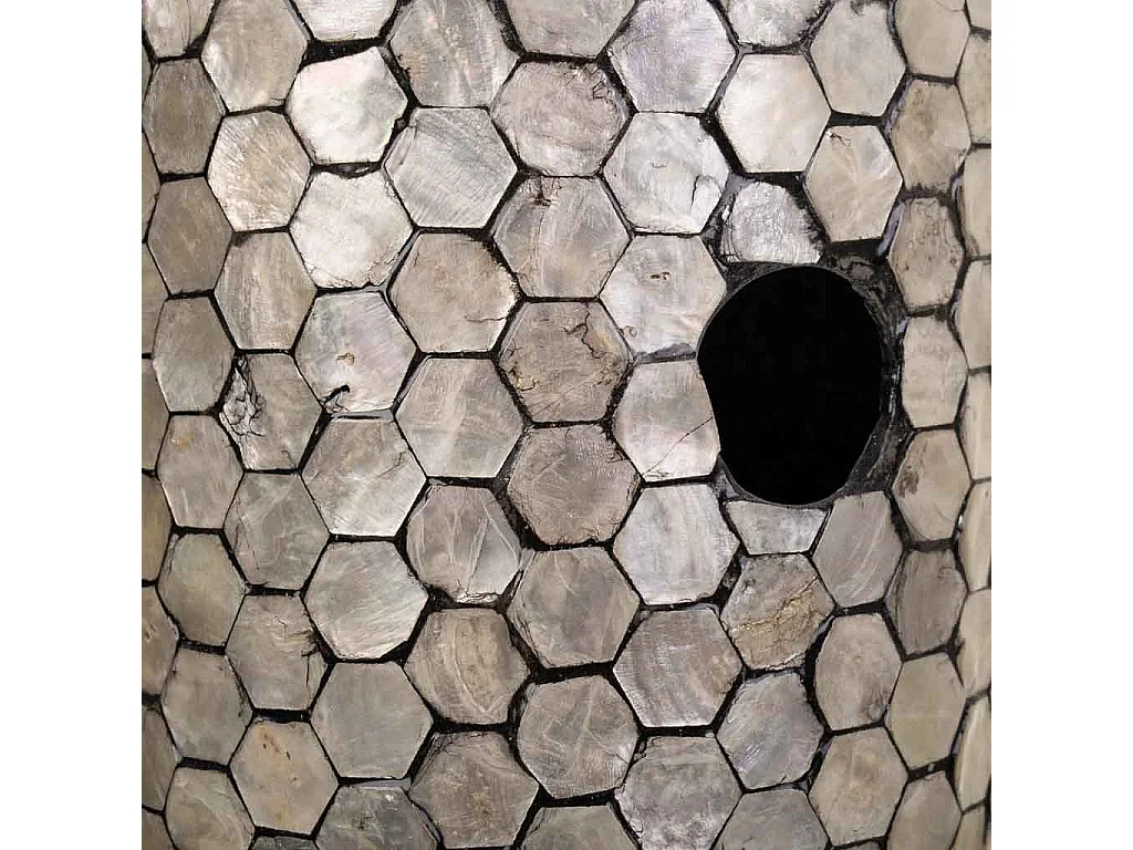 Paragüero redondo de madera acabado en capiz gris 20x20x56