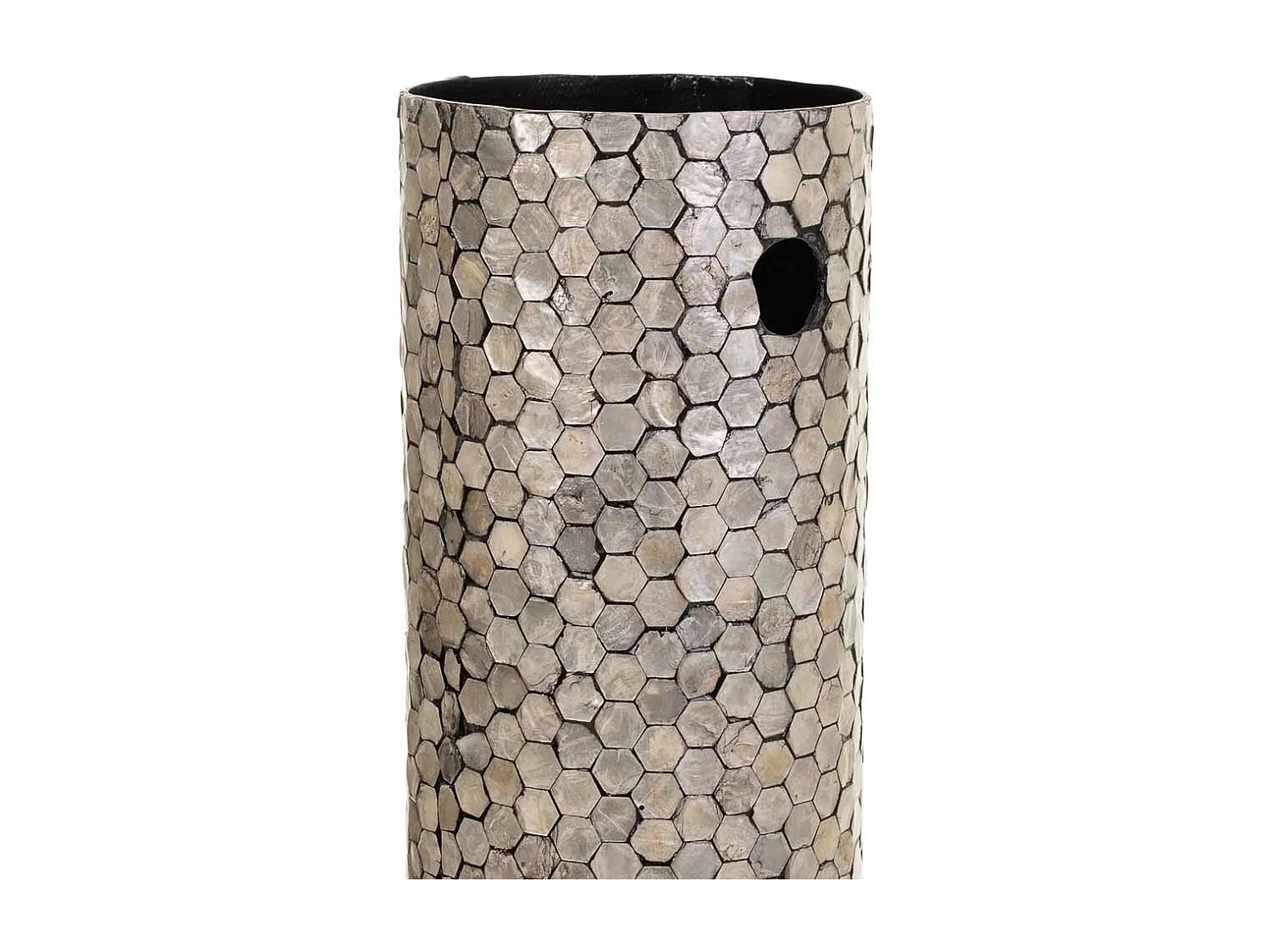 Portaombrelli tondo in legno rifinito in capiz grigio 20x20x56h