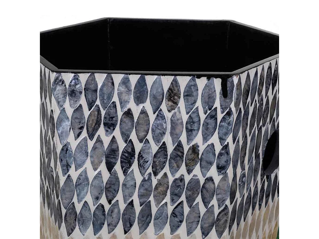 Paragüero pentagonal de madera acabado en capiz blanco 24x24x58