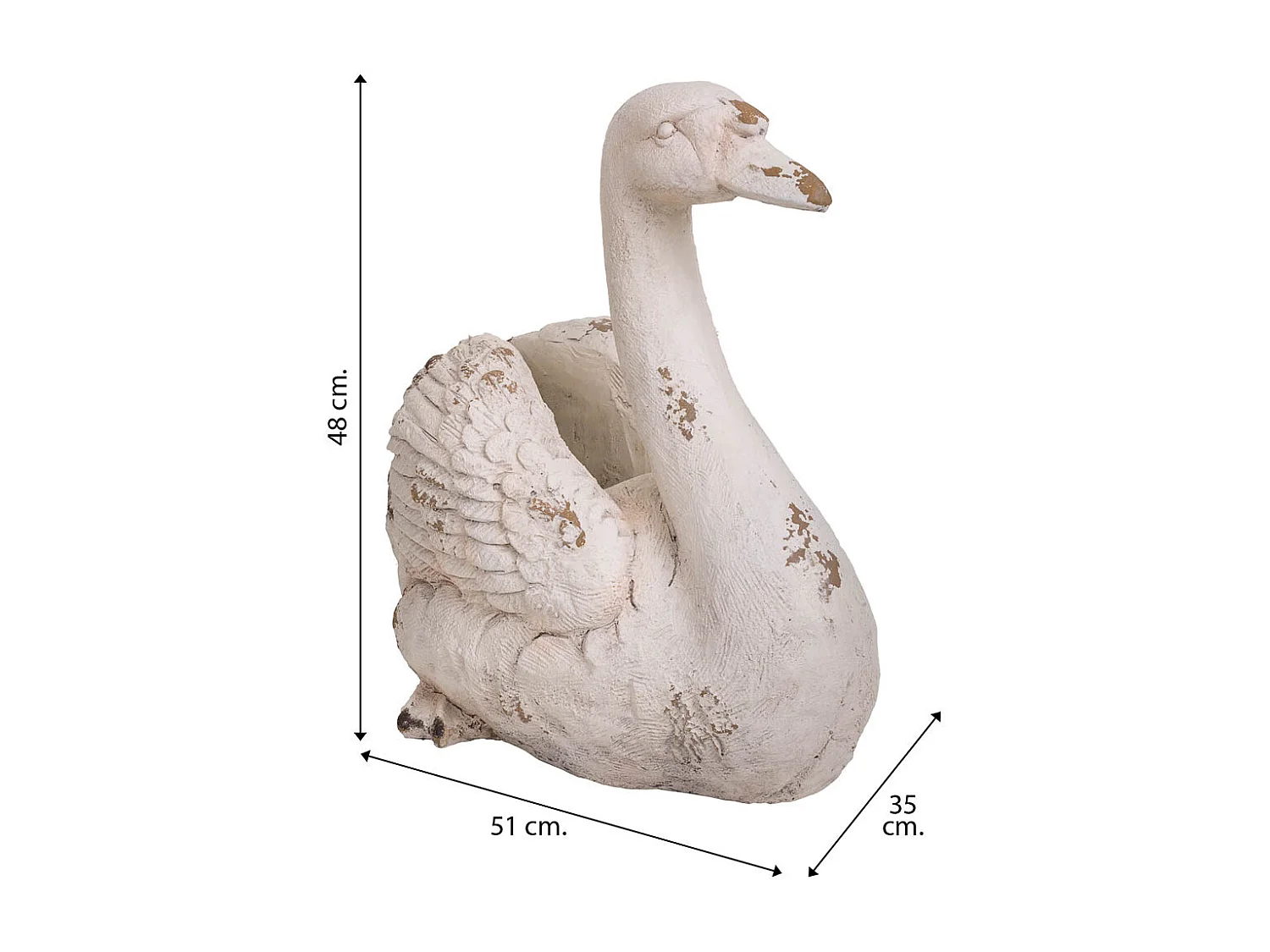 Vaso de flores decorativa de cisne em magnésio 51x35x48