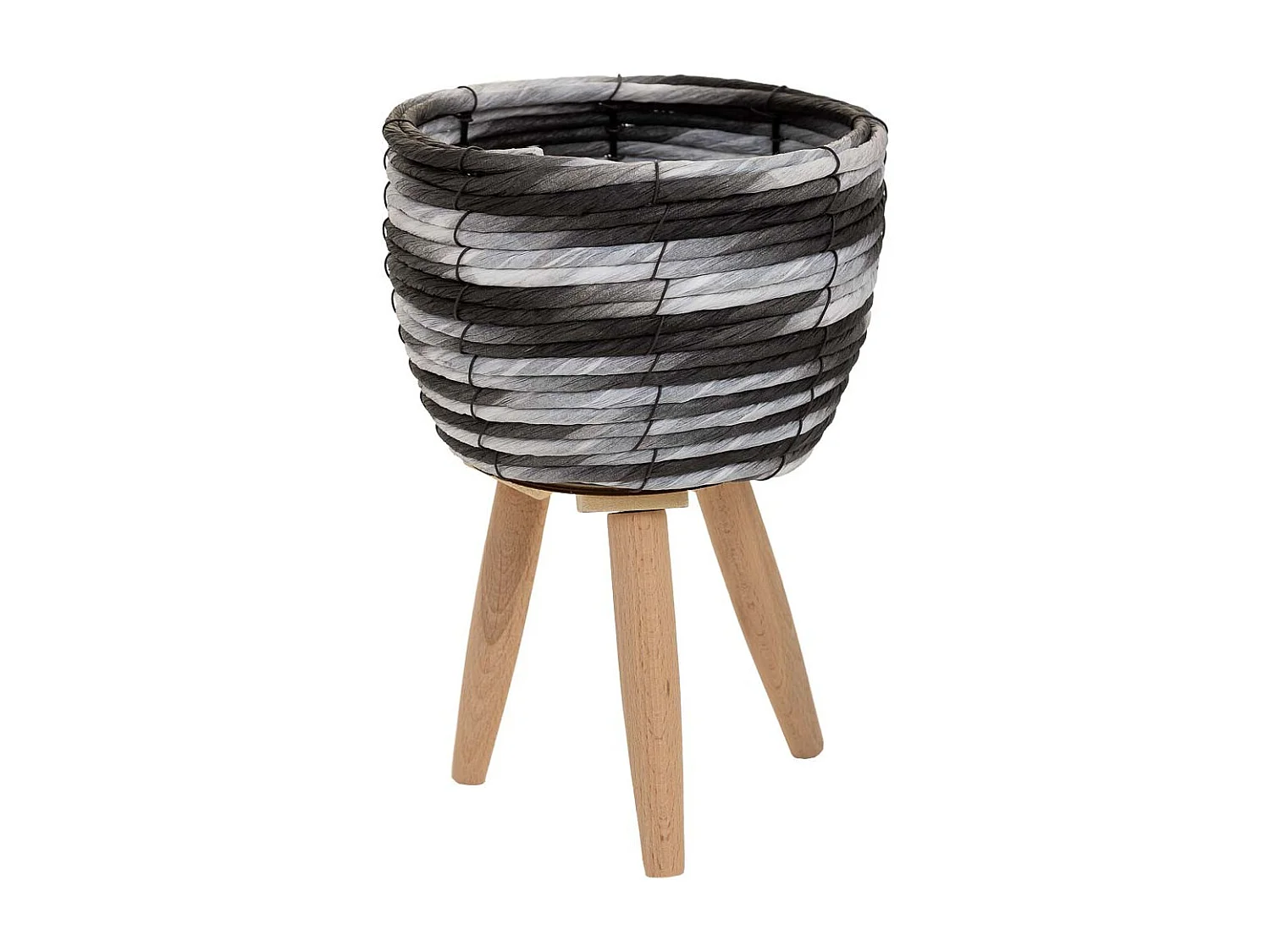 Vaso de flores de metal e corda de papel preta d20x14/29,5