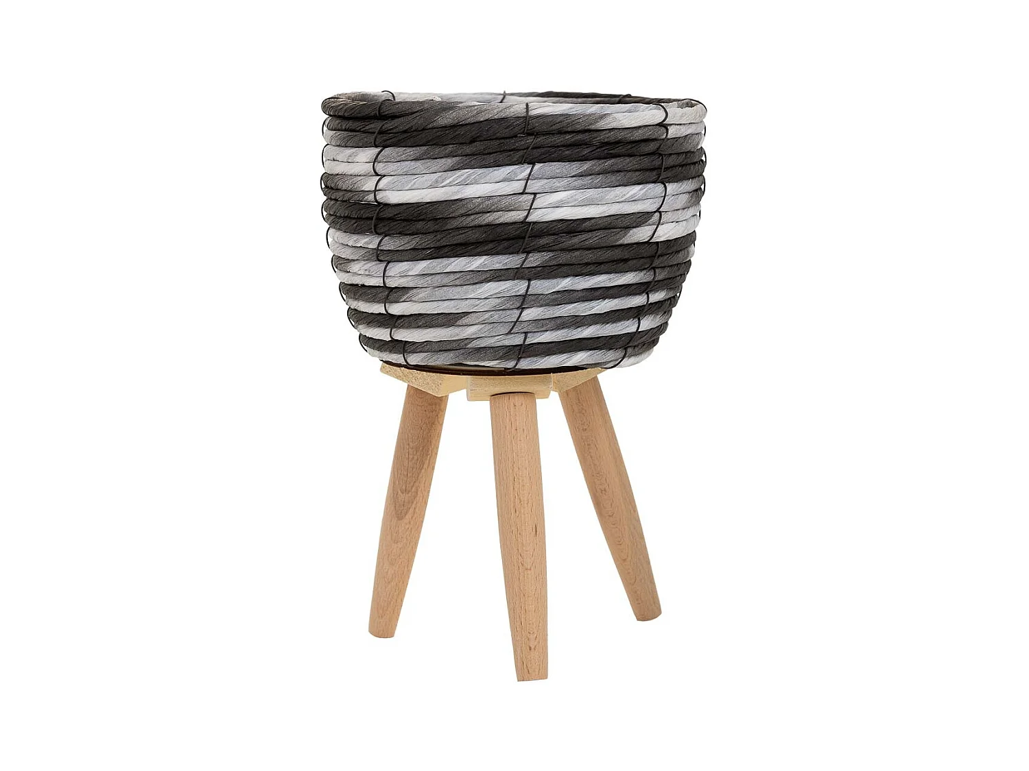 Cache-pot en métal et corde de papier noir d20x14/29,5h