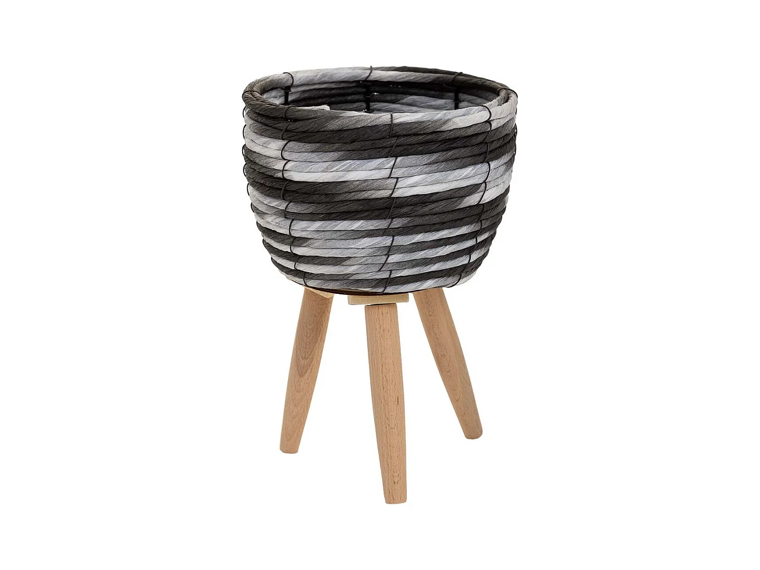 Fioriera in metallo e corda in carta nera d20x14/29,5h