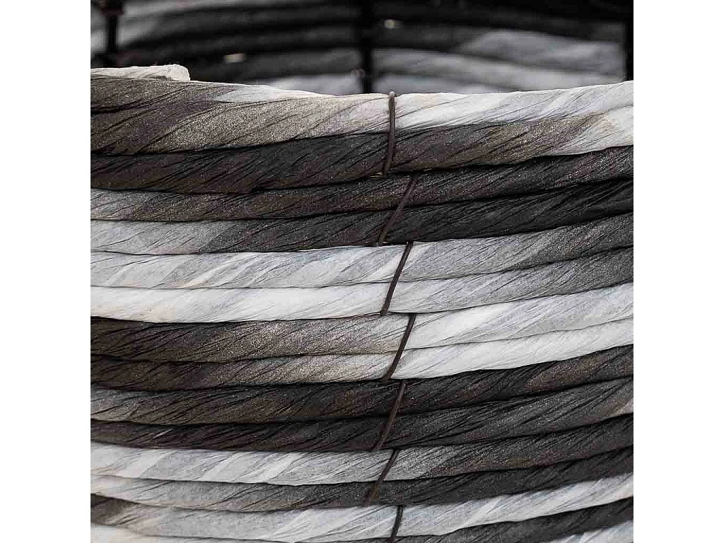 PflanzgefÃ¤ß aus Metall und schwarzem Papierseil, D20x14/29,5h cm