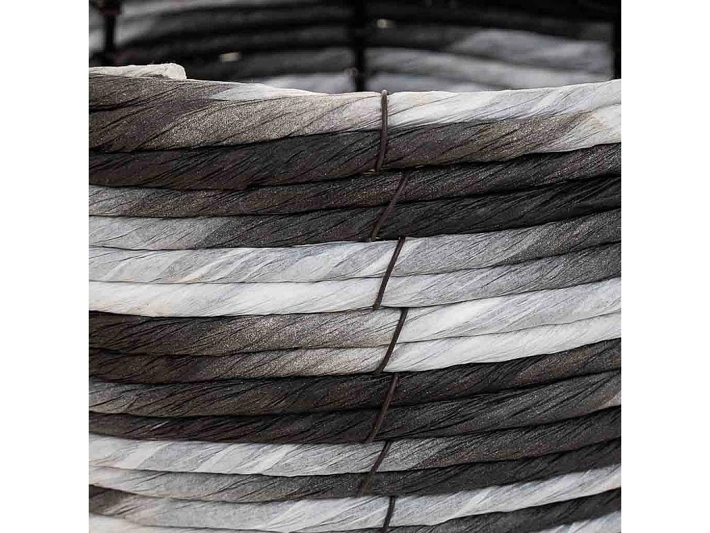 PflanzgefÃ¤ß aus Metall und schwarzem Papierseil, D20x14/29,5h cm