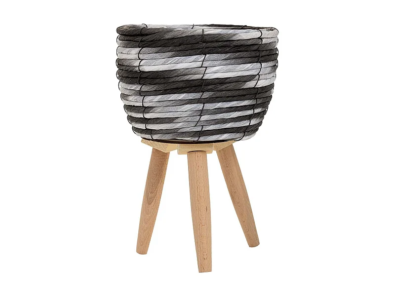 PflanzgefÃ¤ß aus Metall und schwarzem Papierseil, D20x14/29,5h cm