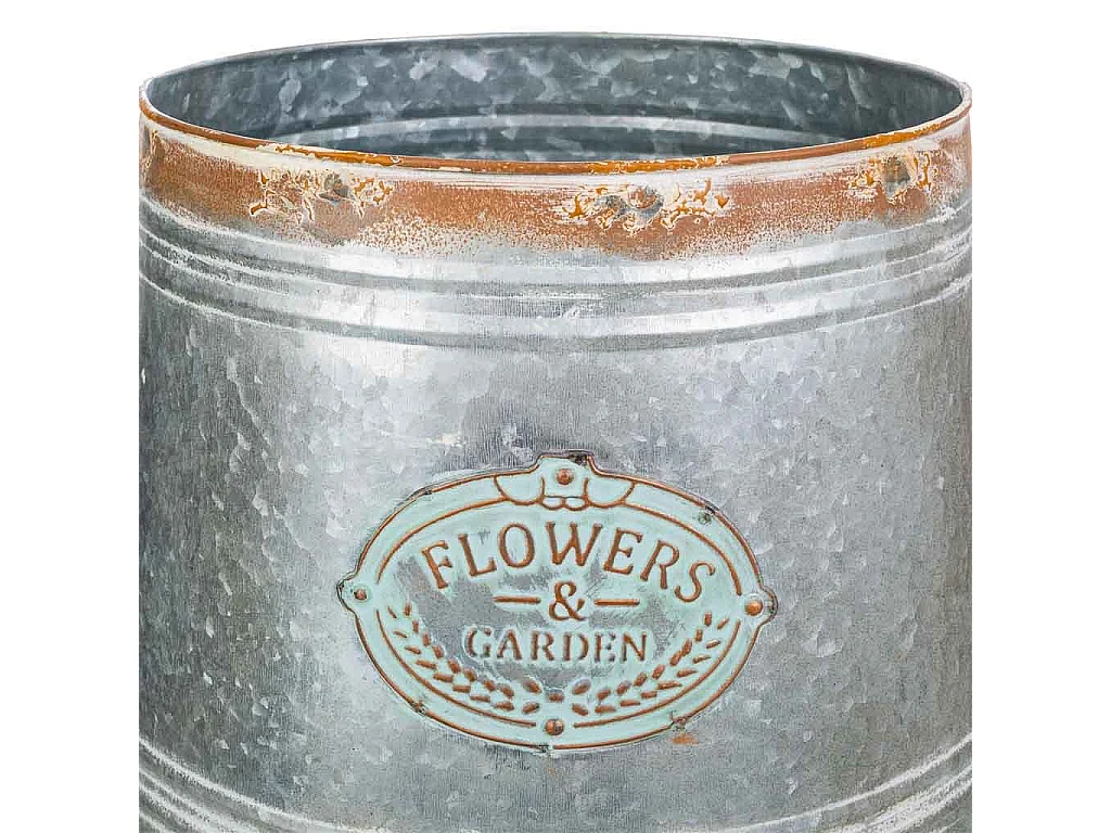 Vaso de flores em metal prateado 30xd26x31 t:30cm