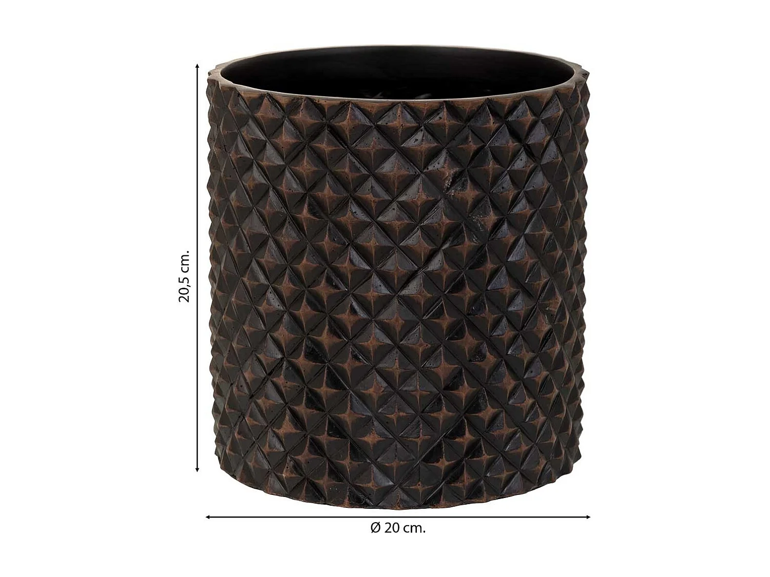 Vaso de flores em poliresina marrom 20x20x20,5