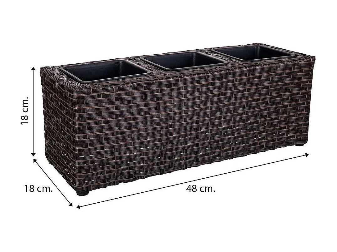 Vaso de flores em polirattan marrom 48x18x18