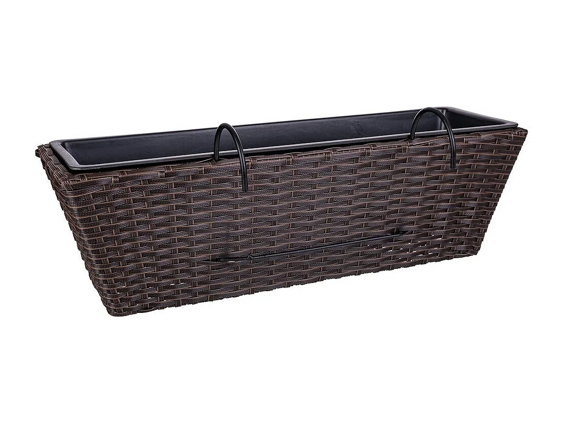 Brauner Polyrattan-Hängepflanzer 61x20/29x19/23h cm