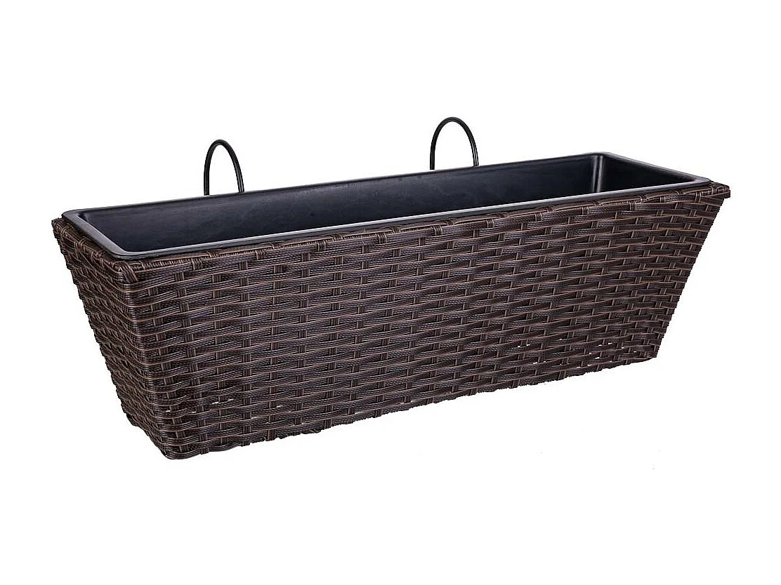Brauner Polyrattan-HÃ¤ngepflanzer 61x20/29x19/23h cm