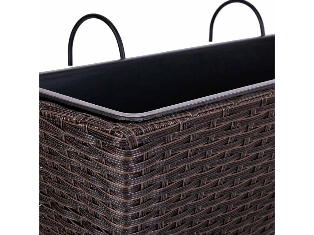 Brauner Polyrattan-HÃ¤ngepflanzer 61x20/29x19/23h cm