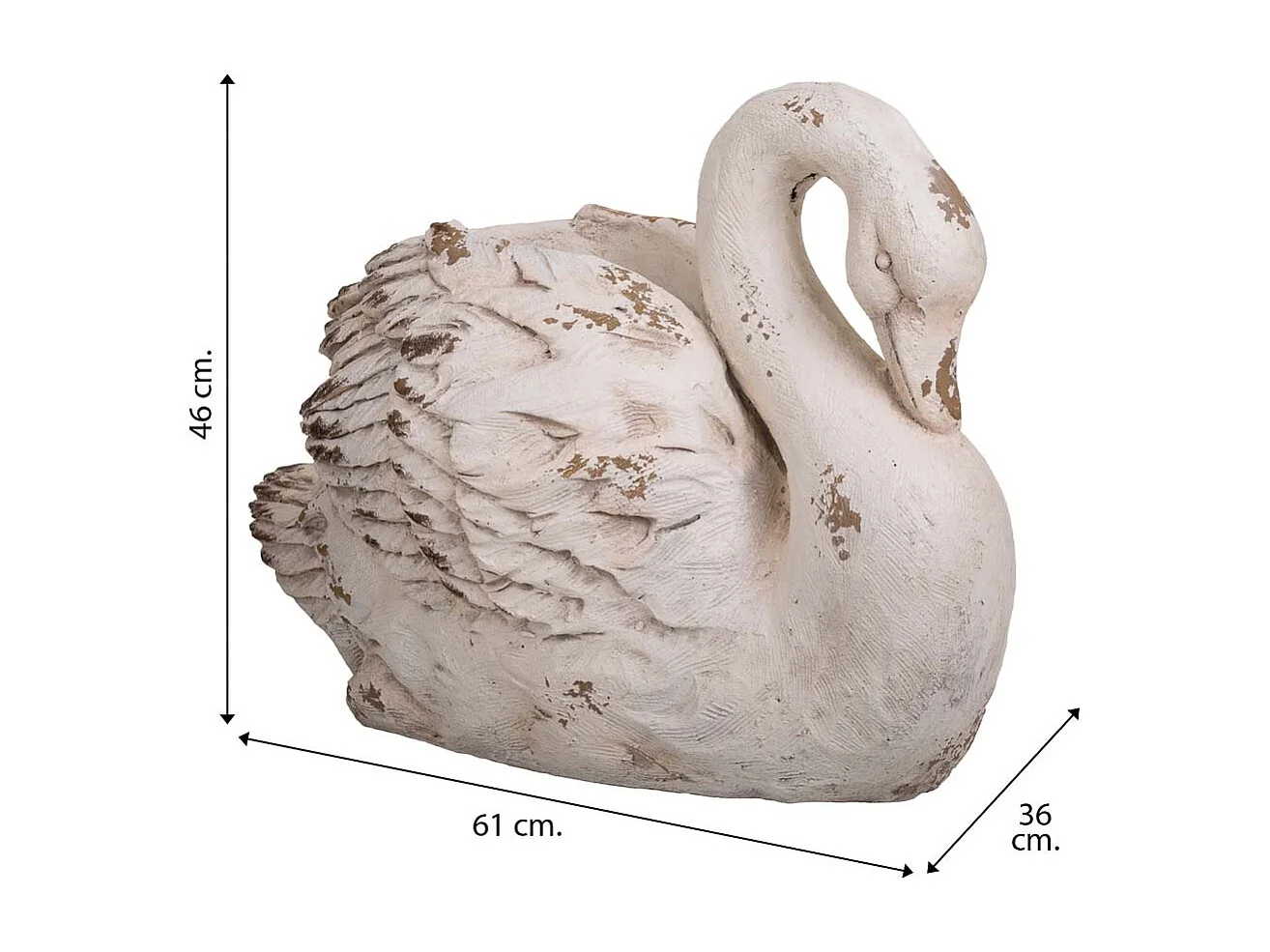 Fioriera decorativa cigno in magnesio 61x36x46h
